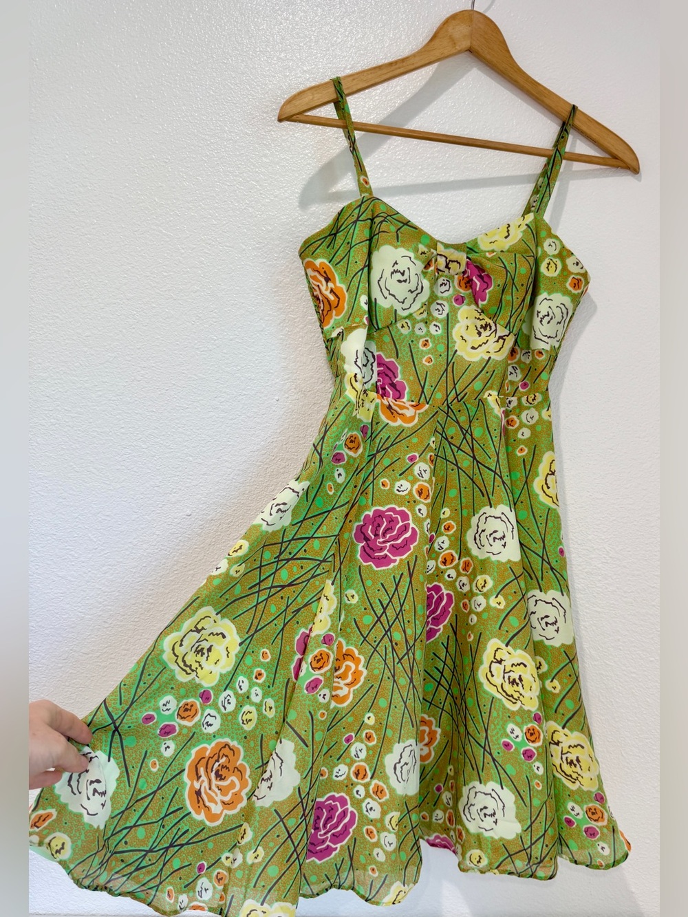 Anthropologie Girls From Savoy 100% Silk Rose Bramble Retro Floral Mini Dress 2